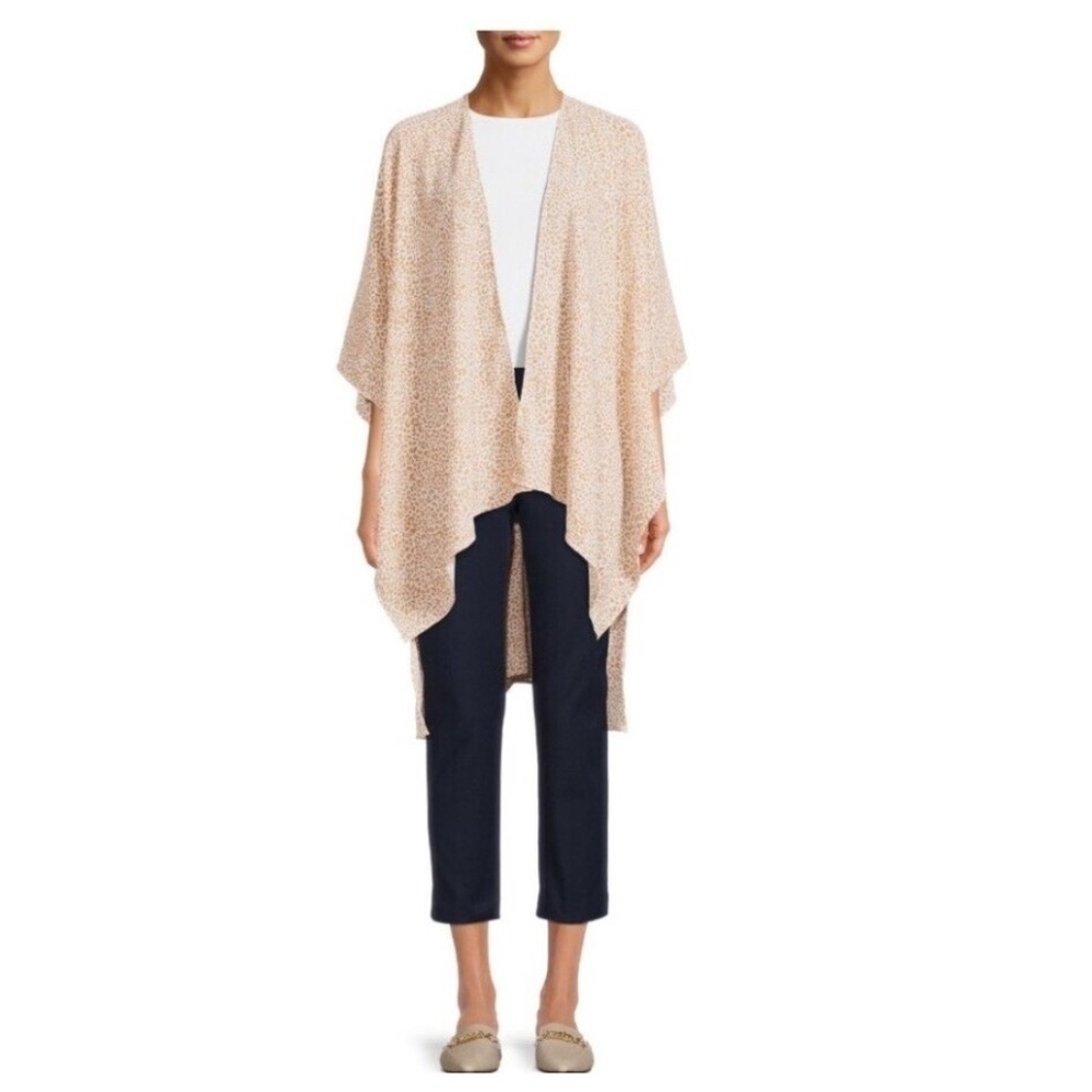 One Size Swim Kimono Cover Up Beige Leopard Animal Wrap‎ Open Tunic - Picture 7 of 7